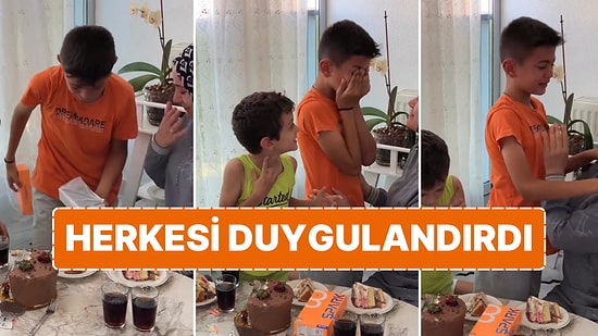 Doğum Günü Hediyesini Pasta Yerken Sürpriz Bir Şekilde Alan Çocuk Gözyaşlarını Tutamadı