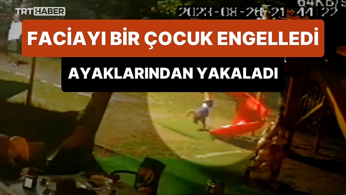 Kaydırak Faciasını Bir Çocuk Engelledi: Kaydıraktan Düşen Çocuğu Ayaklarından Yakaladı!