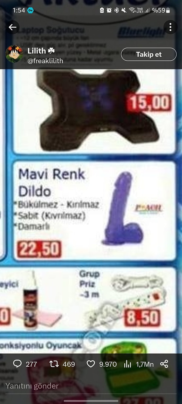 Bim'e geleceği söylenen Dildo mavi renkte bükülmez-kıvrılmaz ve damarlı özellikteymiş :)