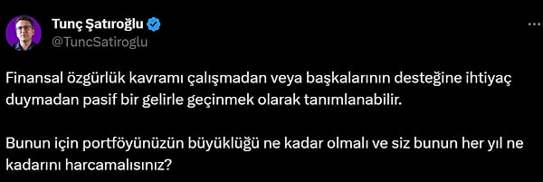 Ekonomist Tunç Şatıroğlu, çok basit bir hesap yapıyor. Tabi bu aslen Türkiye gibi enflasyonist bir ülkede tartışılır ama genel ve kabataslak bir hesap.