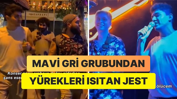 Bir Mekanın Önünden Geçerken Kendi Şarkılarını Duyan Mavi Gri Grubundan Tatlı Sürpriz