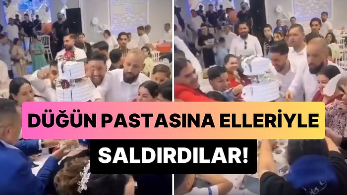 Düğün Pastasına Elleriyle Saldırıp Saniyeler İçerisinde Mahveden Davetliler Şoke Etti