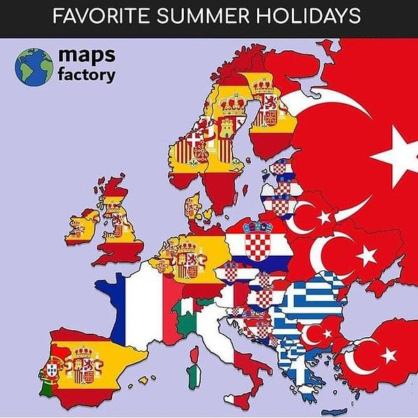 3. Ülkelerin en sevdiği yaz tatili destinasyonları.
