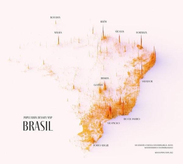 15. Brezilya'nın popülasyon dağılımı.