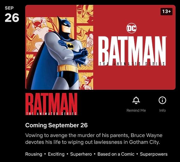 15. Batman: The Animated Series, 26 Eylül'de Netflix Türkiye kütüphanesine eklenecek.