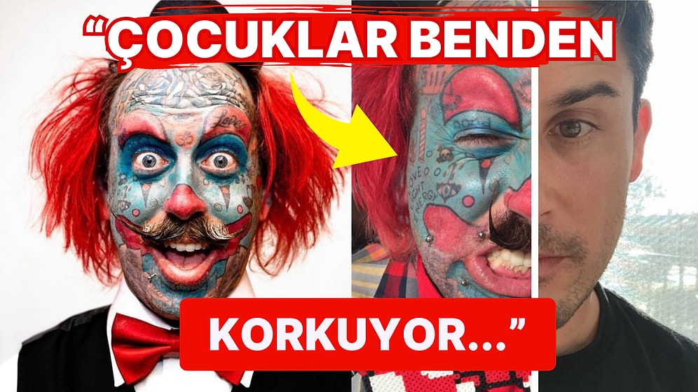 Yüzüne Yaptırdığı Dövmeler ile Palyaço Olmak İsterken Kabuslardan Fırlamışa Benzeyen Adam!