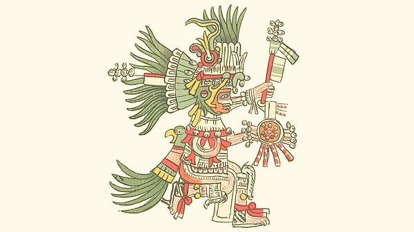 Azteklerin savaş ve güneş tanrısı olan bu figür, aynı zamanda Tenochtitlán'ın koruyucusu olarak kabul ediliyordu.