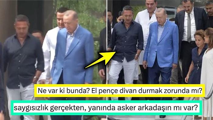 Sabancı Çiftini Ziyaret Eden Cumhurbaşkanı Erdoğan ile Konuşan Ali Koç'un Eli Cebinde Duruşu Dikkat Çekti