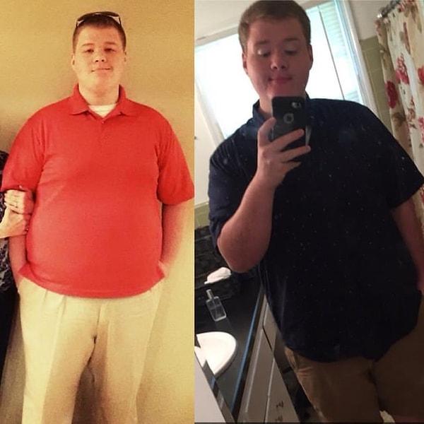11. "1 yıl boyunca sıkı çalışarak 90 kilo verdim. Mutluyum :)"