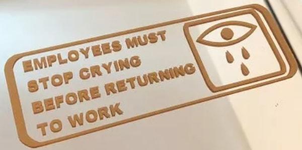 14. "İşe dönmeden önce çalışanların ağlamayı kesmesi gerekir."