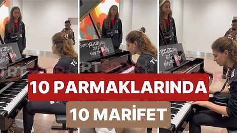 10 Parmaklarında 10 Marifet! Henüz Birkaç Saat Önce Şampiyon Olan İlkin Aydın Havaalanında da Piyano Çaldı