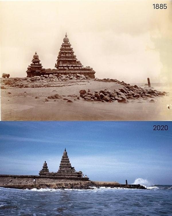 3. Kıyı Tapınağı, Hindistan, 1885 ve 2020.