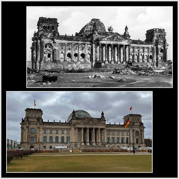 7. Reichstag, Berlin, Almanya, 1945 ve 2023.