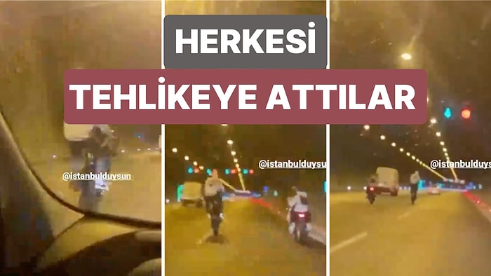 Motorlarıyla Cebeci Tüneli'nde Yaptıkları Hareketle Tüm Trafiği Tehlikeye Attılar!