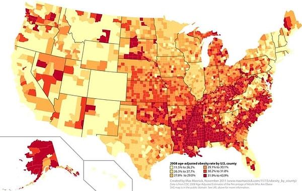 4. Amerika'da obezite dağılımı.