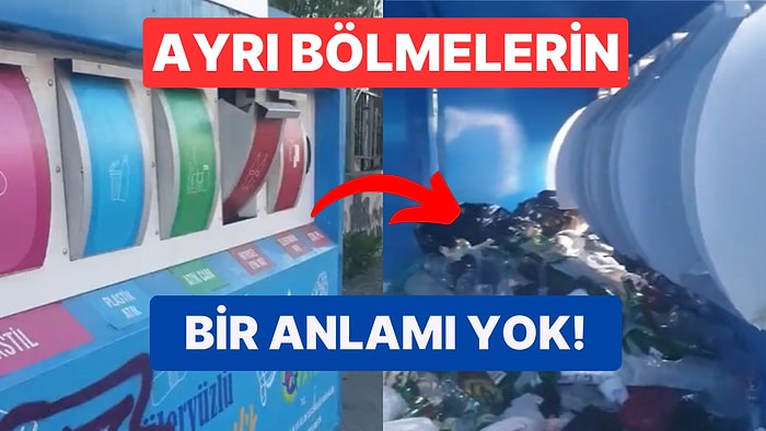 Çöp Konteynerinden Hiçbir Farkı Olmayan Geri Dönüşüm Konteyneri Sosyal Medyanın Gündeminde!