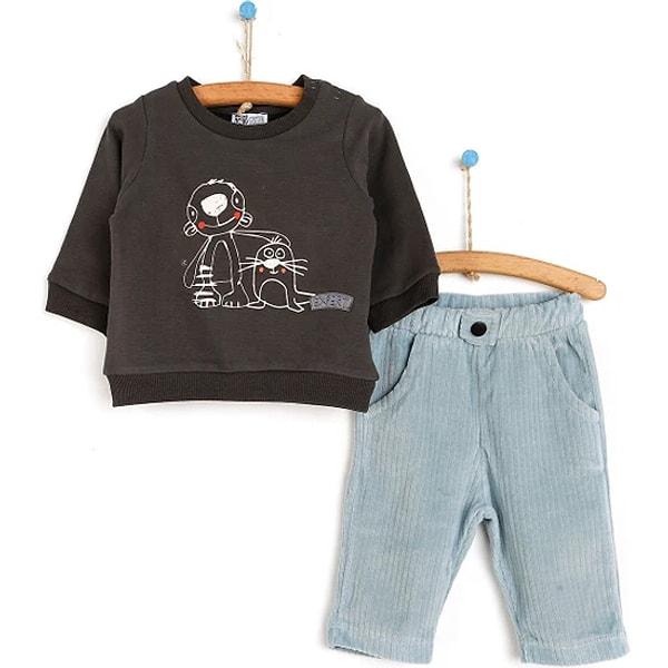 2. Hellobaby Traveller Erkek Bebek Sweatshirt-Pantolon