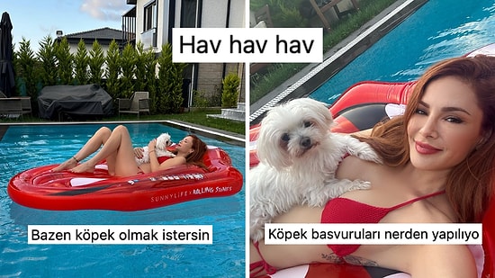 Mine Tugay'ın Kucağında Köpeğiyle Bikinili Pozlarını Görünce Aklını Yitirenlerden Gelen Yorumlar Güldürdü