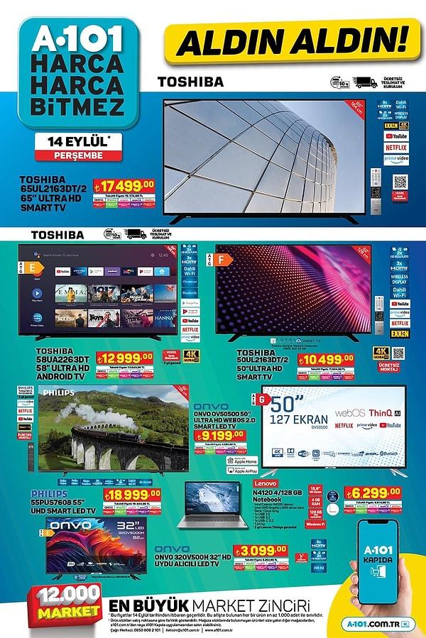 Toshiba 65" Ultra HD Smart Tv 17.499 TL