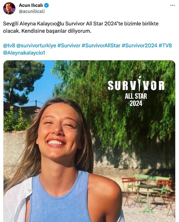 Acun Ilıcalı, yaptığı son paylaşımda Survivor'ın 4. yarışmasının Aleyna Kalaycıoğlu olduğunu açıkladı.