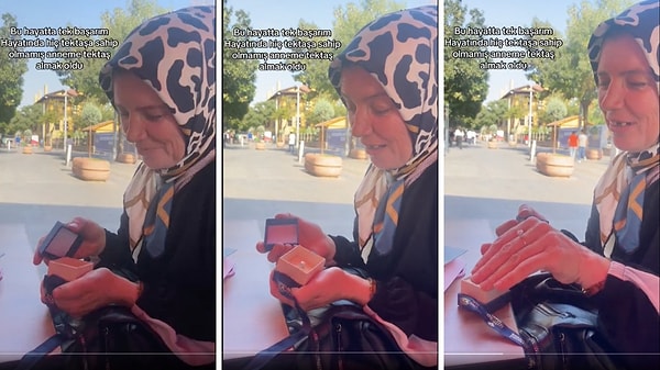 TikTok'ta bir kullanıcı, "Bu hayatta tek başarım, hayatında hiç tektaşa sahip olmamış anneme tektaş almak oldu." yazdığı videoyu paylaştı.