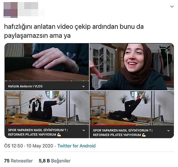 Yine bir diğer YouTuber'ın da başörtülü bir kadın olduğu için spor yaparken videosunu paylaşması 'garip' karşılanmıştı ve eleştirilmişti.