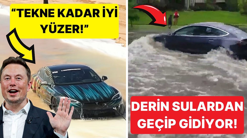 Tesla Araçlarının Adeta Bir Tekneymişcesine Suyun İçerisinden Geçtiği Görüntüler Gündem Oldu!