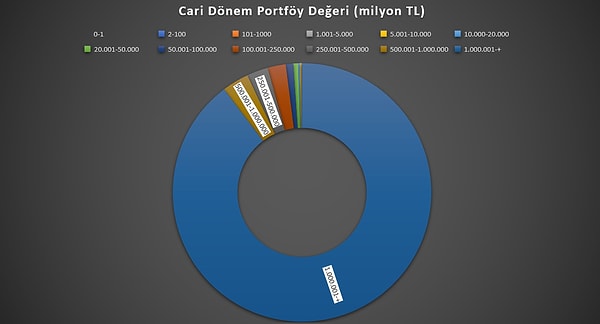 MKK verilerin bakıldığında portföy değerlerine göre 1 milyon ve üzeri bakiyeli hesapların üstünlüğü göz çarpıyor. Portföy bazında en çok artış ise 5.001-10.000 TL aralığında yüzde 117 oranında oluyor.