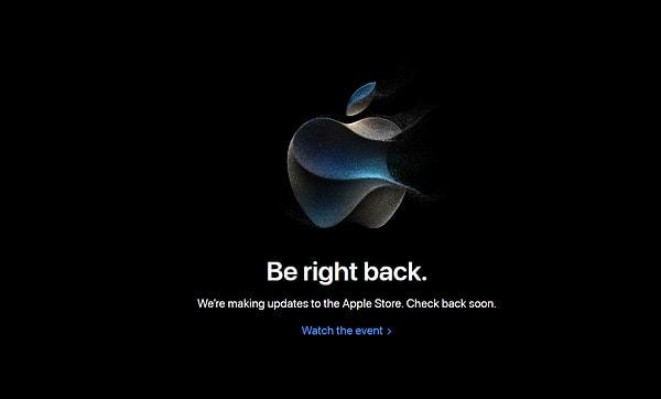 Apple, Iphone "event"ine hazırlanırken, siteye tadilat var yazısını astı.