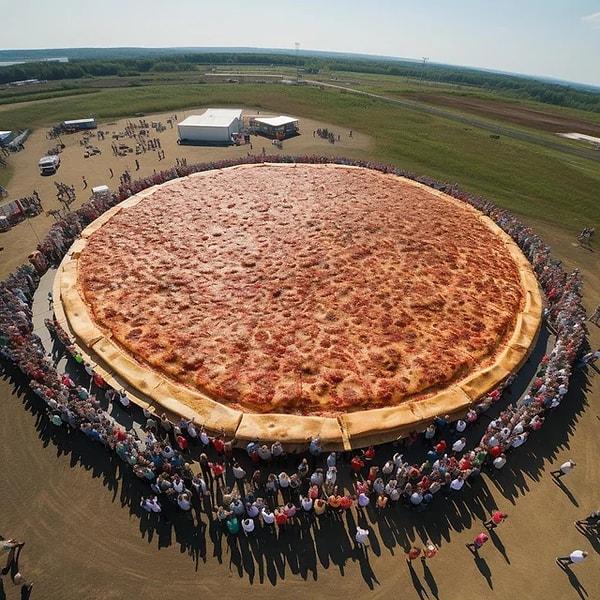 11. Dünyanın en büyük pizzası. 😋