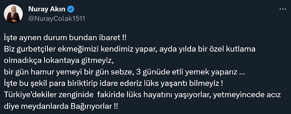 Tabi aynı şekilde düşünenler de olurken, Türkiye'de çoğu ailenin haftada 3 gün etli yemek yiyemediğini fark etmiyor.