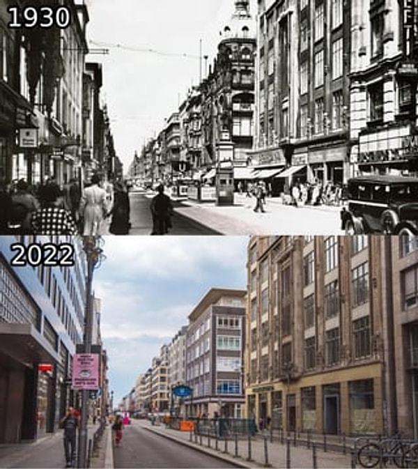 1. Berlin, Friedrichstrasse, Şehir Merkezi Metrosu, 1930'lar ve 2022.