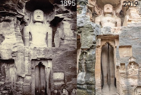 12. Devasa Jain Heykeli,Gwalior, Hindistan, 1895 ve 2019.