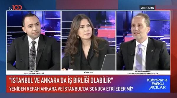 Şimdi ise Fatih Erbakan, tv100'de yayınlanan Kübra Par'la Farklı Açılar programına konuk oldu. Canlı yayında açıklamalar yapan Erbakan, Par'ın "Türkiye şeriat ile yönetilsin istiyor musunuz?" sorusuna yanıt verdi.