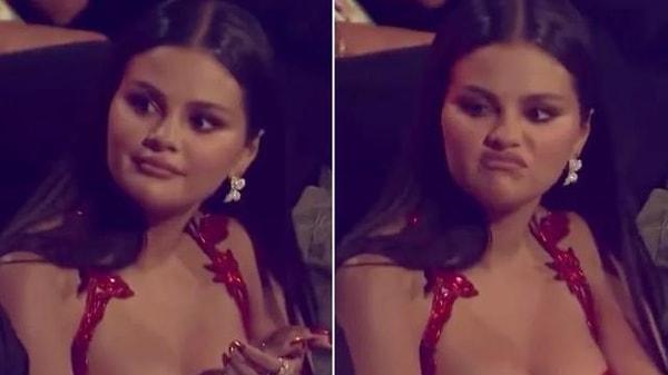 Selena Gomez'in en dikkat çeken anı ise Chris Brown'ın adaylığının açıklandığı anki tepkisi oldu.