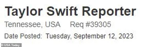 İş ilanında Taylor Swift hakkında tam zamanlı haber yapacak bir muhabir arandığı duyuruldu.