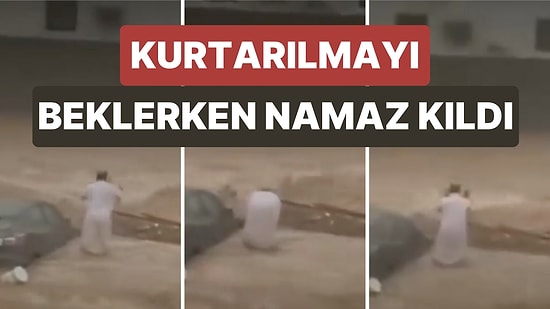 Libya'da Selin Ortasında Mahsur Kalan Bir Adam Kurtarılmayı Beklerken Namaz Kıldı