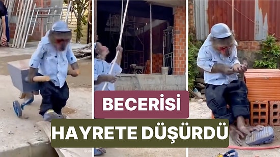 Bir İnşaatta Çalışan Maymunun Çalışkanlığı ve Becerisi Görenleri Hayrete Düşürdü