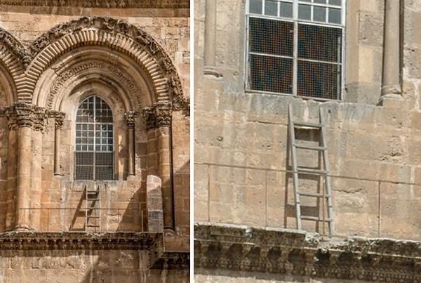 11. Kudüs'teki Kutsal Mezar Kilisesi'nde yer alan "yerinden oynatılmayan merdiven", neredeyse 300 yıldır kiliselerin kavgası yüzünden aynı yerde duruyor.