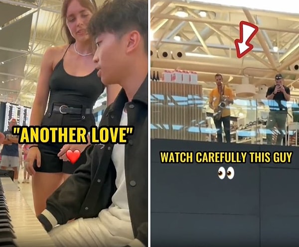 Gelen isteği kırmayan ve 'Another Love' şarkısını çalmaya başlayan genç piyaniste bir anda havalimanında bulunan diğer müzisyenler de eşlik etmeye başlıyor.