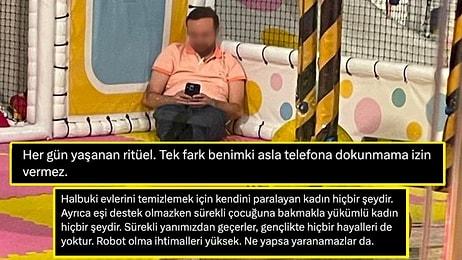Sosyal Medyada Paylaşılan 'Oyun Parkında Telefonuyla Oynayan Baba' Fotoğrafına Mesaj Yağdı