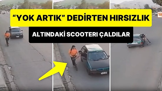 Bunu da Görmedik Demeyiz: Scooter Kullanarak Yolda Giden Gencin Altından Scooterı Çaldılar