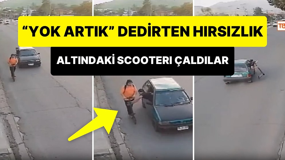 Bunu da Görmedik Demeyiz: Scooter Kullanarak Yolda Giden Gencin Altından Scooterı Çaldılar