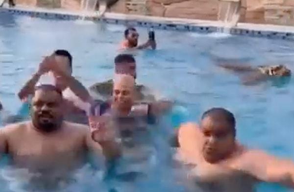 Dubaili iş insanı Humaid Abdulla Albuqaish arkadaşlarını bir havuzda topladı.