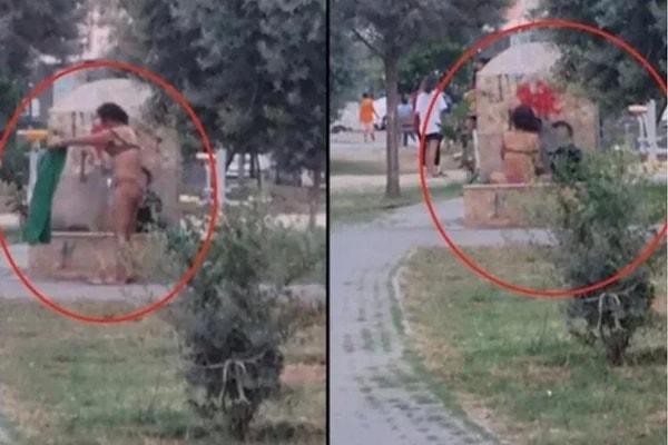 Adana’da merkez Yüreğir ilçesine bağlı PTT Mahallesi’ndeki dinlenme parkına gelenler, bir kadının yaptıkları karşısında şaşkınlığa uğradı.