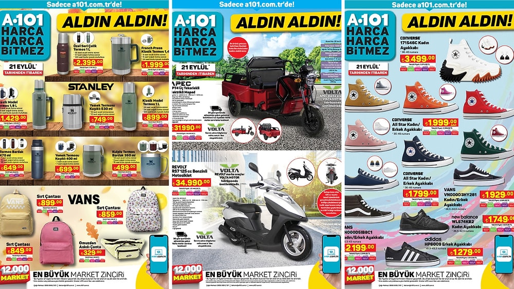 A101'e Stanley Termos ve Converse Ayakkabı Geliyor! 21 Eylül 2023 A101 İnternete Özel Aldın Aldın Kataloğu