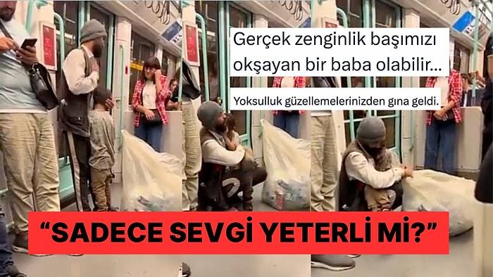 Marmaray'da Oğluna Gösterdiği Şefkatle Viral Olan Atık Toplayıcı Baba Tartışmaya Neden Oldu