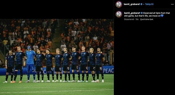 Grabara, Instagram hesabından "O b.k çukurunda 3 puanı hak ettik ama hayat bu! Devam edeceğiz." ifadelerine yer veren bir paylaşımda bulundu.
