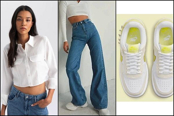 Modası geçmeyecek olan bir diğer trend ise crop parçalar! Crop gömlek, jean ve sneaker kombini çok trend.