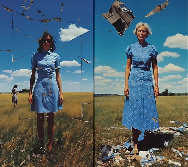 Büyükannesinin çocukluktan beri çekilen fotoğraflarını kullanarak bir çalışma hazırlayan Mike Parisella, o çalışmasında parçalanmış görüntüler, yırtık kenarlar ve çarpık yüzler kullanarak zamanın anılarımızı nasıl çarpıttığını gözler önüne serdi.